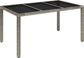 vidaXL szürke polyrattan üveglapos kerti asztal 150 x 90 x 75 cm
