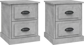 vidaXL 2 db betonszürke szerelt fa éjjeliszekrény 39 x 39 x 47,5 cm