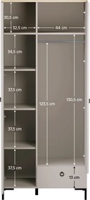 Szekrény, szürkésbarna Taupe/silverjack tölgy, DOMCA 2D1S