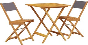 vidaXL 3 részes antracitszürke szövet és tömör fa bisztrószett