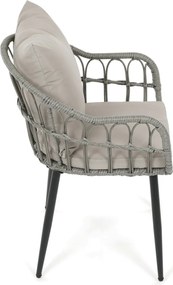 Kerti szék, fém, polyrattan, szürke, AZ-F1406 GREY
