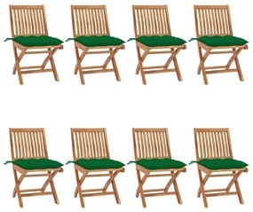 vidaXL 8 db összecsukható tömör tíkfa kerti szék párnával