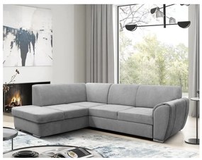 Kihúzható L alakú sarok ülőgarnitúra SERPA, balos, tárolóval, szürke