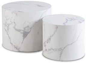 Dohányzóasztal szett fehér márvány színben. LEILA