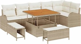 vidaXL Kerti Kanapé Szett párnával tárolóval 9 pcs Beige és krém