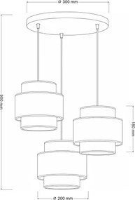 Brilagi - SPACE kábeles függeszték 3x E27/60W/230V, átm. 40 cm, bézs/krém