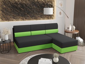 Sarok ülőgarnitúra Radiant L1 (fekete + zöld) (J). 1057434