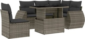 vidaXL 6 részes szürke polyrattan kerti ülőgarnitúra párnákkal