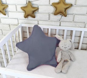 Baby Nellys Dekoratív kétoldalas párna - Csillag, 45 cm - sötétszürke