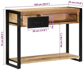 tömör nyersfa mangófa tálalóasztal 100 x 35 x 75 cm
