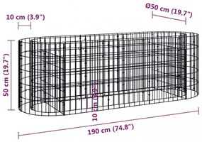 horganyzott vas gabion magaságyás 190 x 50 x 50 cm