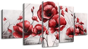 Gario Vászonkép Piros pipacsok - 5 részes Méretek: 150 x 70 cm