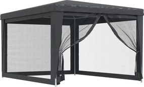 vidaXL antracit HDPE rendezvénysátor 4 hálós oldalfallal 3x4 m