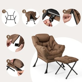 Relax fotel lábtartóval, barna