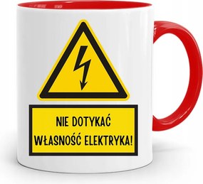 Piros Bögre Ajándék Villanyszerelőnek Ne Nyúlj Hozzá! fényképes nyomattal