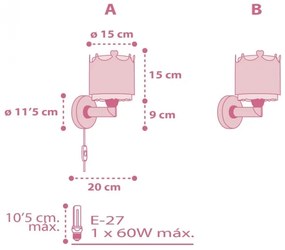 Dalber 61109 - Gyermek fali lámpa LITTLE QUEEN 1xE27/60W/230V