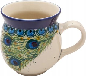Cseh bögre 470 ml Művészi kerámia Bolesławiec dek 2127 Páva Toll