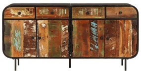 tömör újrahasznosított fa és fém tálalószekrény 140x35x70 cm