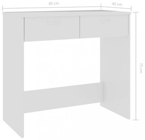 magasfényű fehér szerelt fa íróasztal 80 x 40 x 75 cm