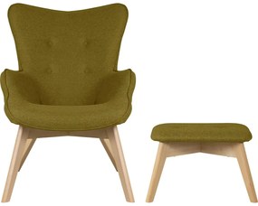 Zöld fotel lábtartóval Niko – Ropez