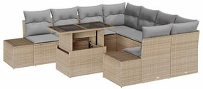vidaXL Kerti Kanapé Szett párnával 9 pcs Beige és Világosszürke