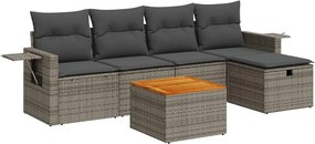 vidaXL 6 részes szürke polyrattan kerti ülőgarnitúra párnákkal