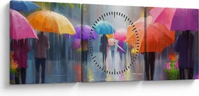 Kép - Esős nap (órával) (90x30 cm)