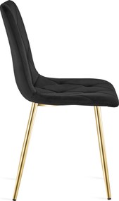 Fekete bársony étkezőszék LIBRA arany lábakkal