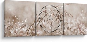 Kép - rét barna árnyalatokban (órával) (90x30 cm)