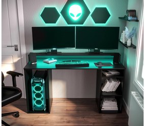 Sarok Gamer PC asztal Garrick 1 (fekete) (LED RGB világítással). 1064134