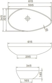 CeraStyle OLIVE - PULTRA ültethető - Top Counter - porcelán mosdó - MATT BÉZS - 60 x 35 cm