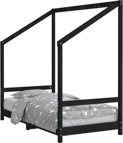 vidaXL fekete tömör fenyőfa gyerekágykeret 80 x 160 cm