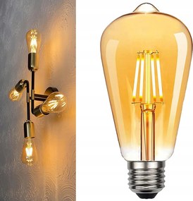 6 Db Led izzó E27 Filament 4W meleg Edison Retro Dekoratív Izzó
