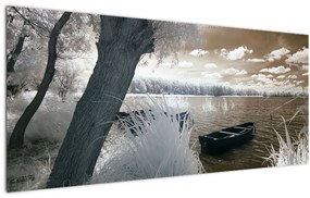 Egy csónak képe a tavon (120x50 cm)