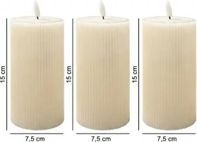 3 darabos BRILLO LED-gyertya szett LED/3xAAA, 15 cm, krémszínű + távirányító