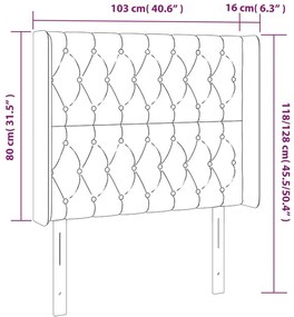 sötétszürke bársony LED-es fejtámla 103x16x118/128 cm