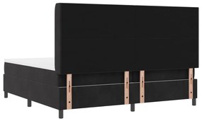 Boxspring Ágy Matrac és LED Fekete 200x200 cm Bársony