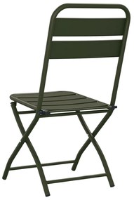 Összecsukható Kerti Székek 2 db Sötét Zöld 42x52x82 cm Porszórt Acél