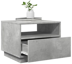 betonszürke dohányzóasztal LED-lámpákkal 50x49x40 cm