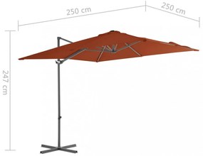 terrakotta konzolos napernyő acélrúddal 250 x 250 cm