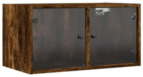 füstös tölgy színű faliszekrény üvegajtókkal 68,5x37x35 cm