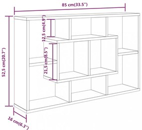 betonszürke szerelt fa fali polc 85 x 16 x 52,5 cm