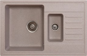 Quadro Plus 1.5D Metalac 158551 Gránit Mosogatótálca - Extra mély, Csepegtetőtálcás, Design, Bézs