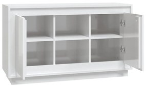 magasfényű fehér szerelt fa tálalószekrény 102x35x60 cm