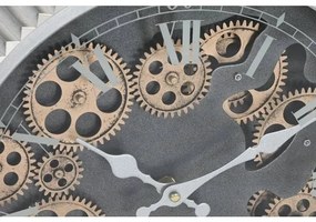 Loft nagyméretű falióra mozgó fogaskerekkel 47x6,4x52 cm ezüst