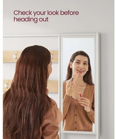 Kabáttartó állvány cipőtárolóval, előszobafal tükörrel és cipőspolcokkal 35x98x180 cm, tölgy színű és fehér