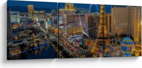 Éjszakai Las Vegas-i kép (órával) (90x30 cm)