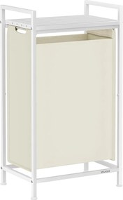 Szabadonálló szennyestartó kosár Songmics 47L bézs fehér fürdőszobai tároló