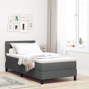 Box Spring ágy matraccal sötétszürke 90x190 cm szövet