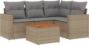 vidaXL 5 részes bézs polyrattan kerti ülőgarnitúra párnákkal